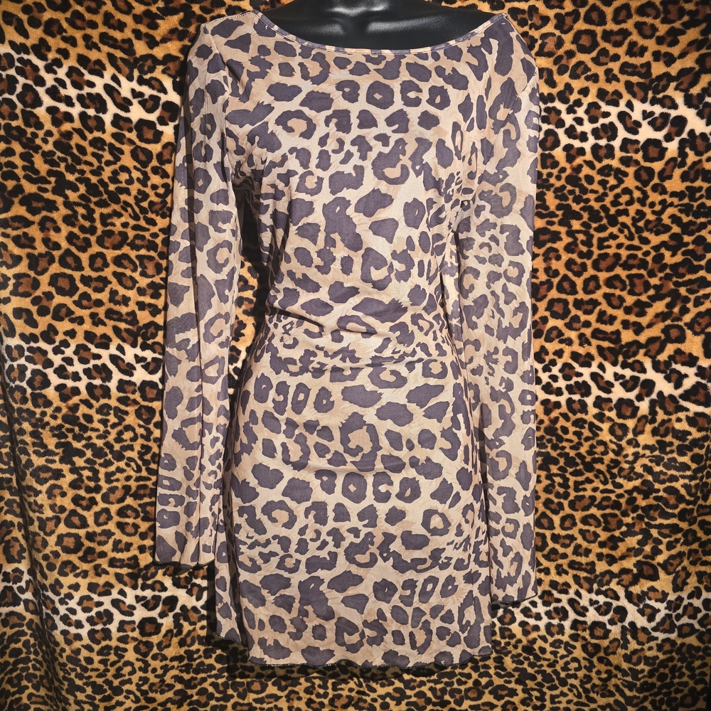 Leopard Print Long Sleeve Dress
